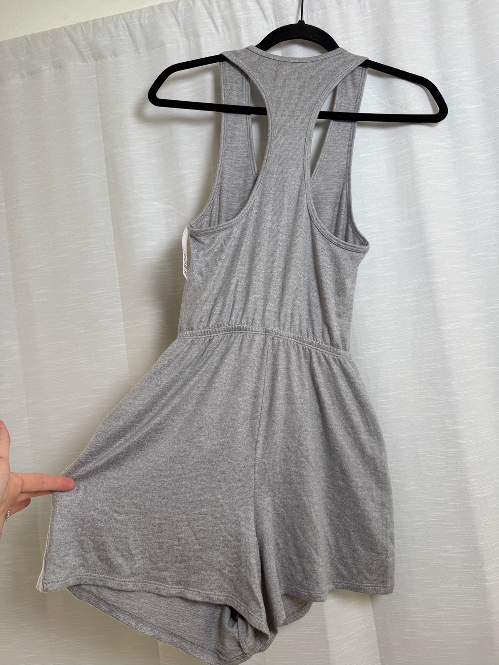 Gilly Hicks Gray Plunge Racerback Romper Ruched Drawstring | NWT Size S - Picture 13 of 16